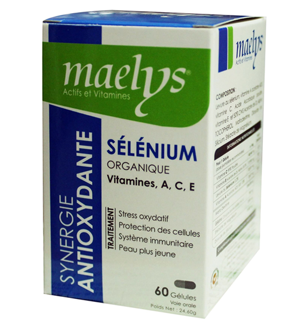 Maelys Sélénium Organique, Vitamines A, C, E - 60 Gélules pour Protection Antioxydante et Immunité