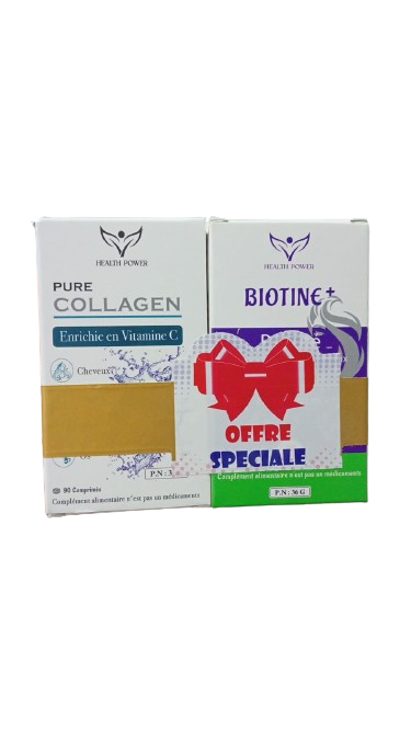 Health Power Pack : Biotine Beauté 90 Comprimés + Pure Collagen 90 Comprimés